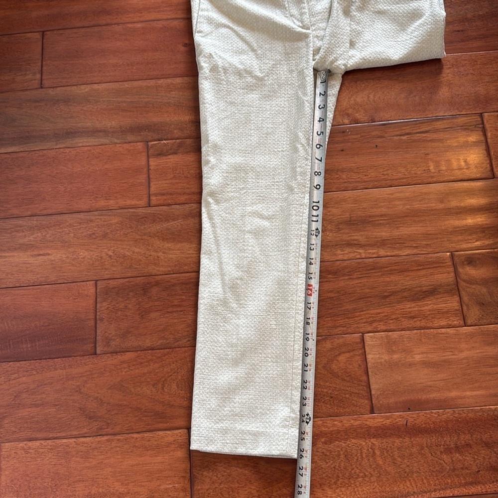 Ann Taylor Ankle Pants 4 Cream Beige Textured Tweed Cotton Blend Pockets Classic - Picture 8 of 8